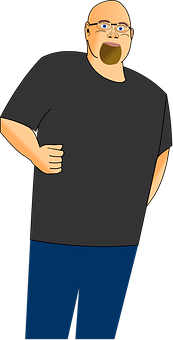Bald Cartoon Man Running PNG with transparent background