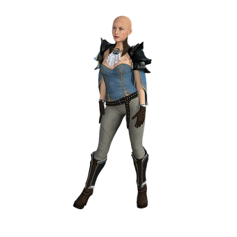 Bald Female Characterin Fantasy Outfit