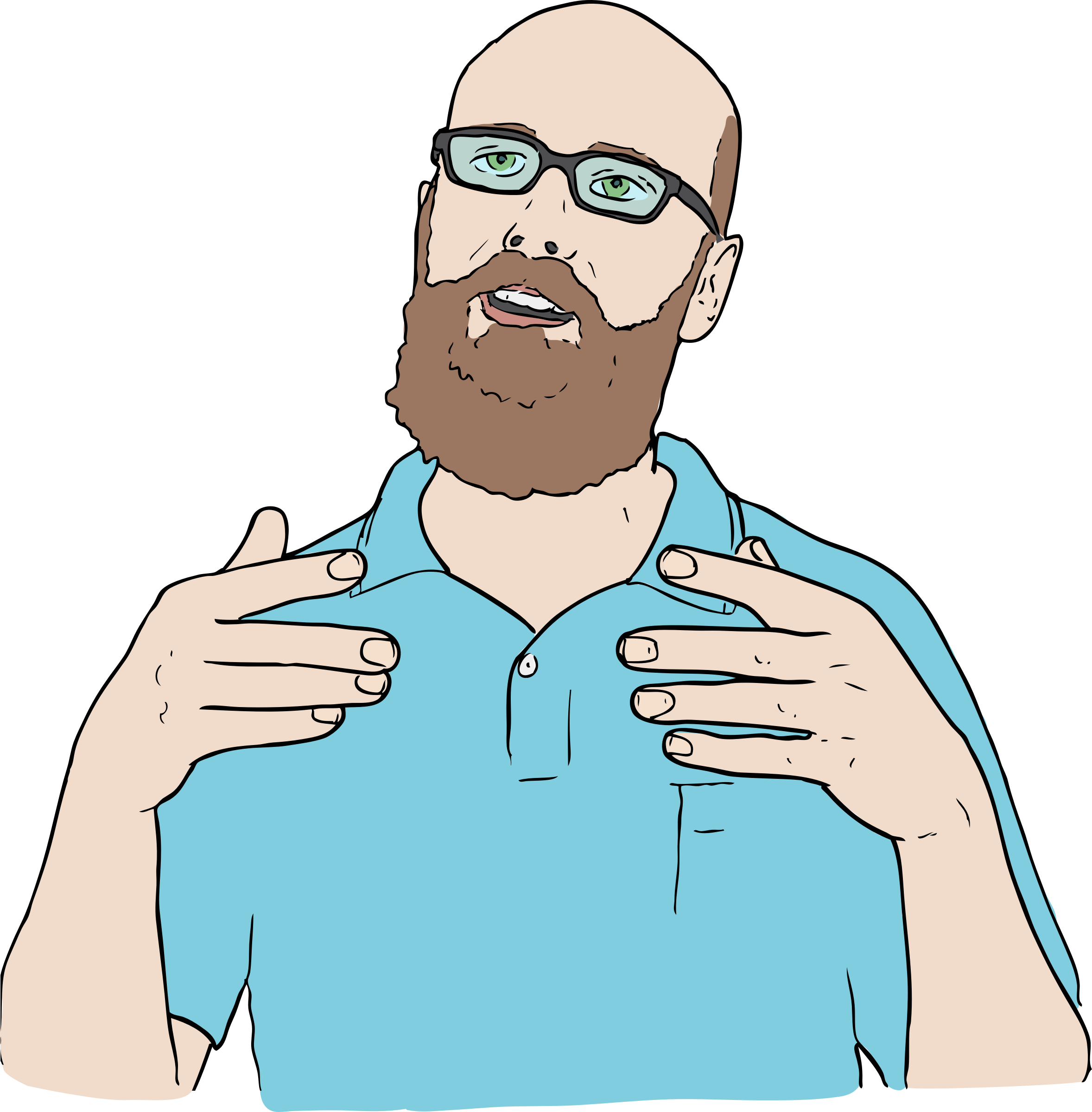 Bald Man Gesturingwith Hands Illustration PNG with transparent background