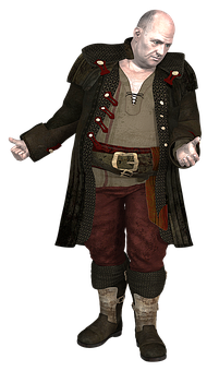 Bald Pirate Character Render