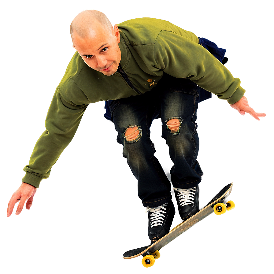 Bald Skater Doing Tricks Png 26