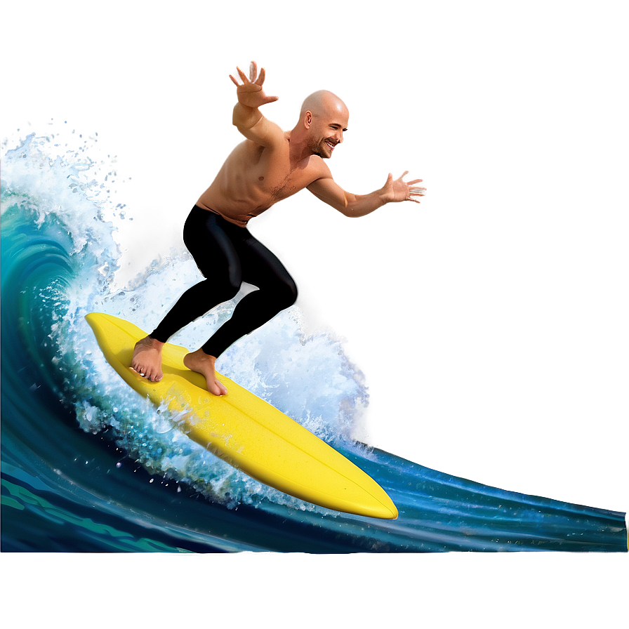 Bald Surfer Riding Wave Png Puq33