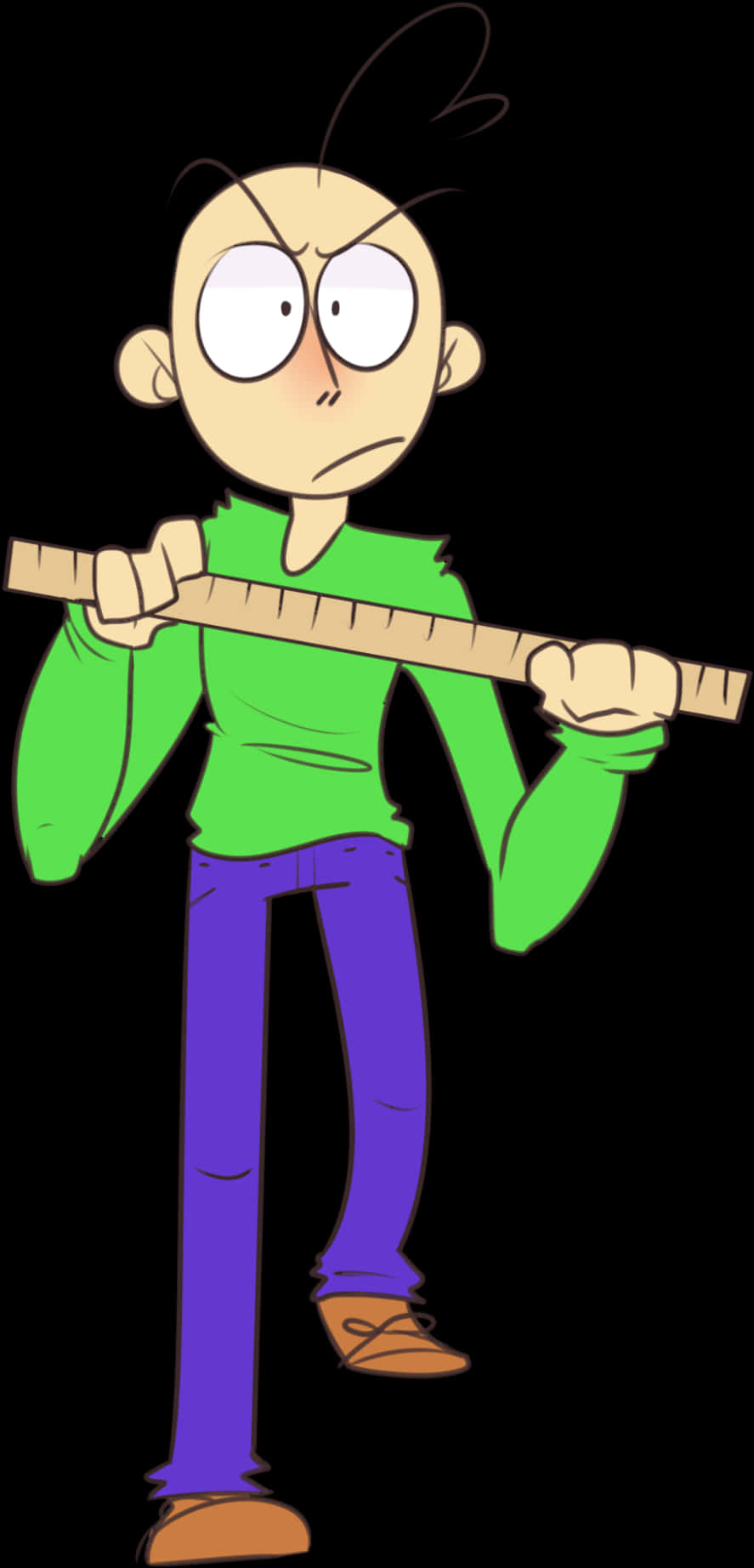 Baldi Cartoon Character Holding Ruler