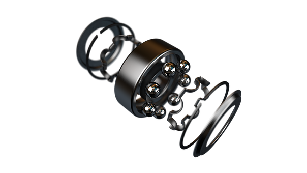 Ball Bearing Assemblyon Black Background