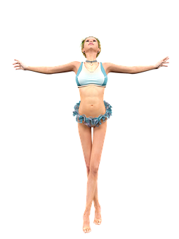 Ballet Dancer In Blue Attire PNG with transparent background