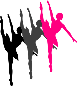 Ballet Dancer Silhouette Pinkand Gray PNG with transparent background