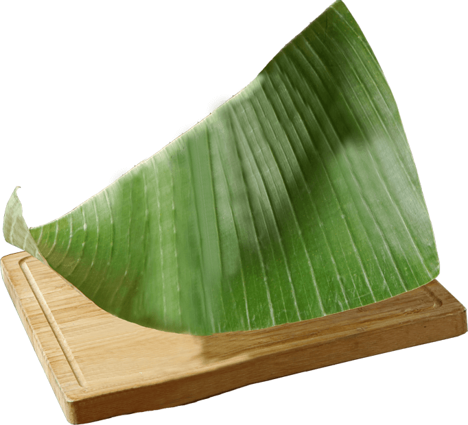 Banana Leafon Wooden Base