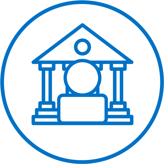 Bank Icon Blue Background