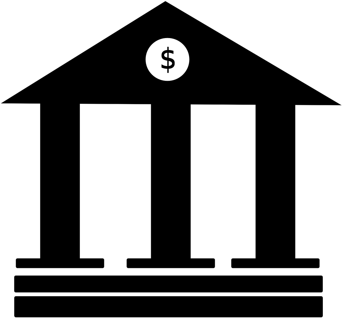 Bank, Bank Icon, Finance, Symbol, Money, Dollar - Bank Clipart Black And White, HD Png Download PNG with transparent background