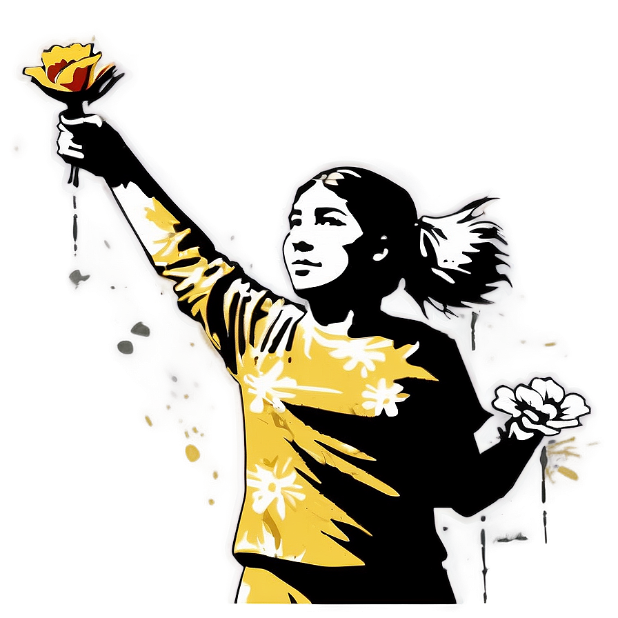 Banksy Flower Thrower PNG 06232024 PNG with transparent background