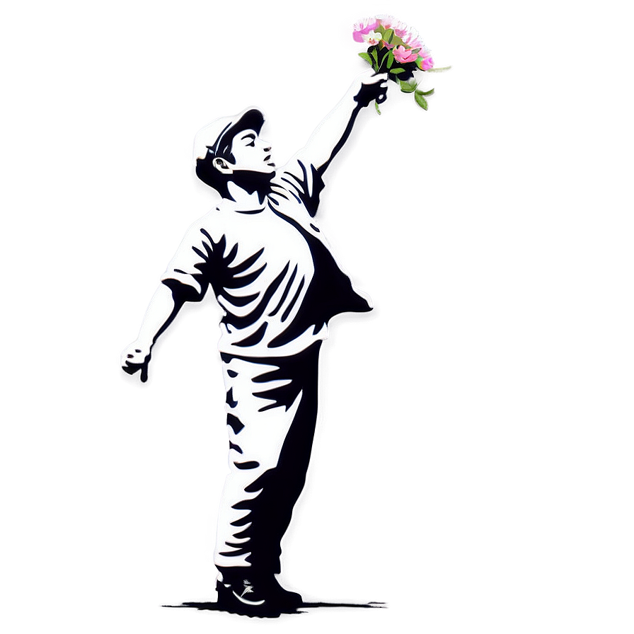 Banksy Flower Thrower PNG phr60 PNG with transparent background