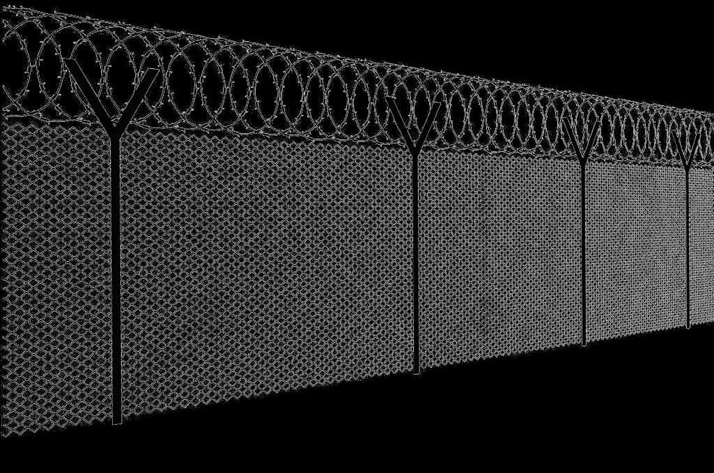 Barbed Wire Fence Security Barrier PNG with transparent background