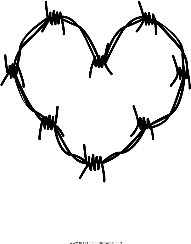 Barbwire Heart Coloring Page - Barbed Wire, HD Png Download PNG image with a transparent background, free high-resolution download