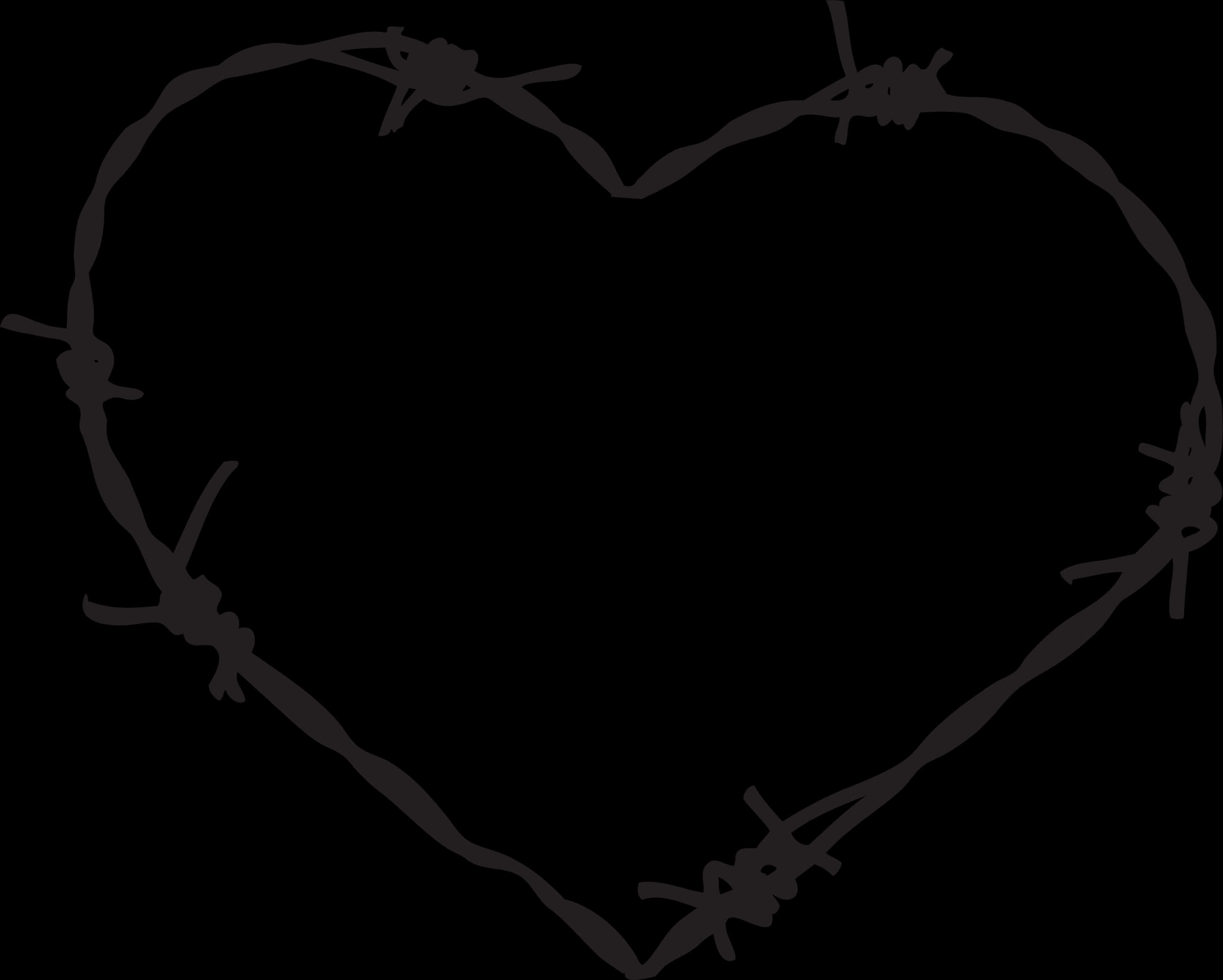Barbed Wire Heart Silhouette PNG with transparent background