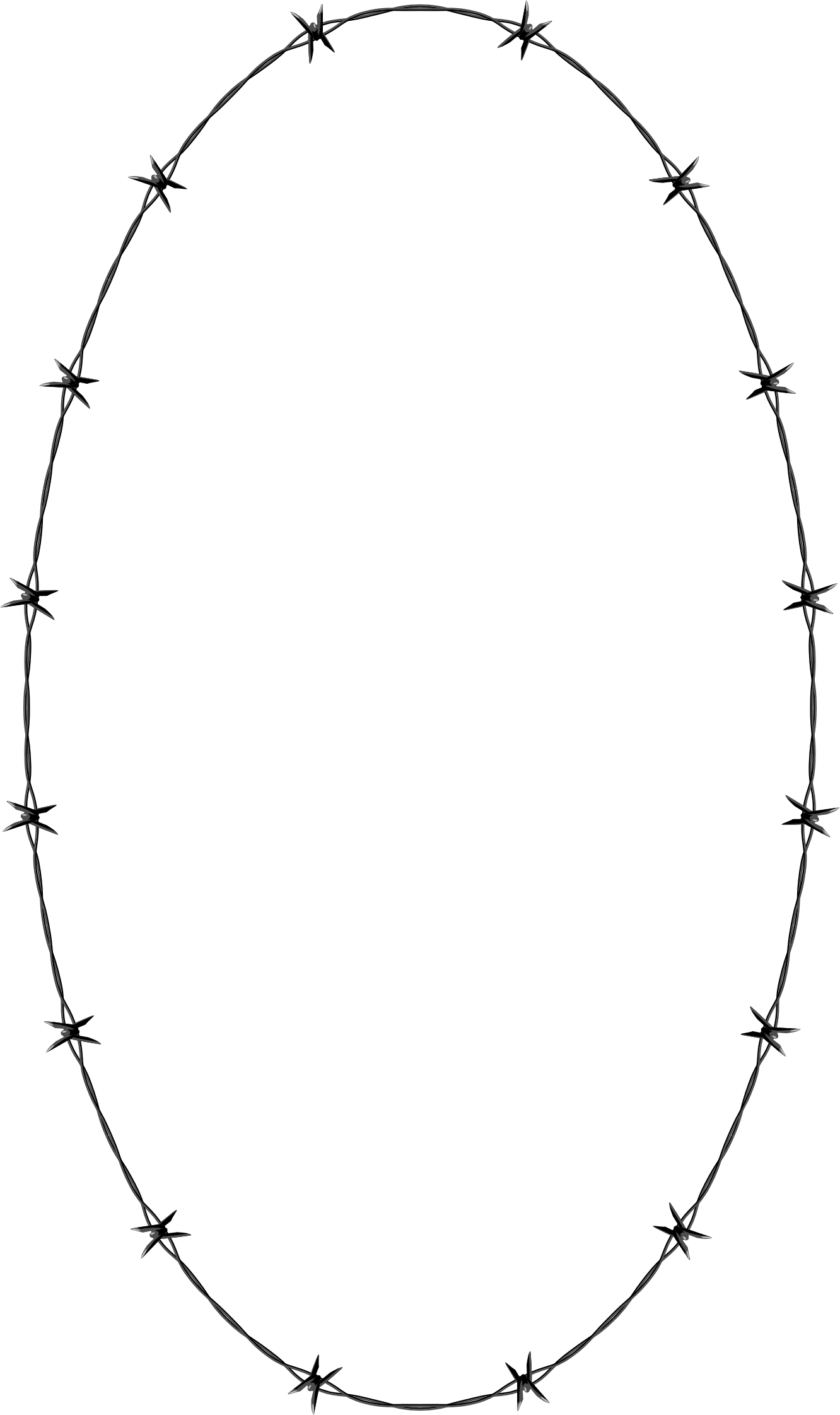 Barbed Wire Oval Frame PNG image with a transparent background, free high-resolution download