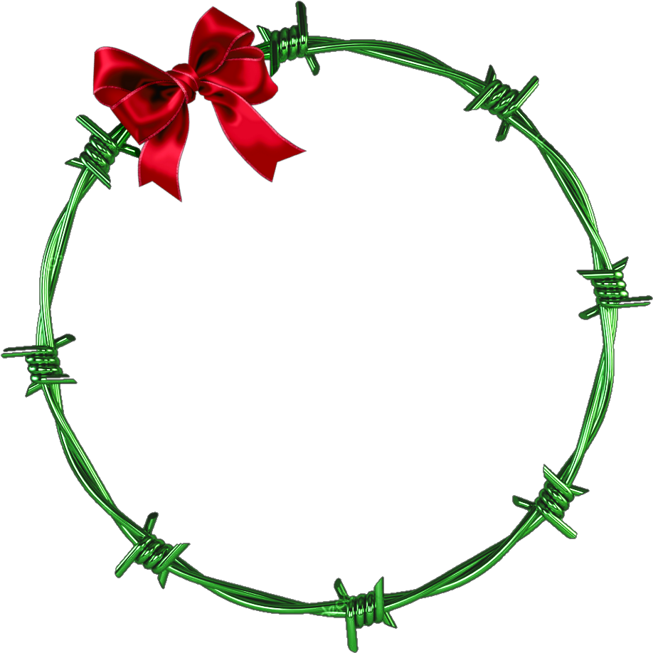 Barbed Wire Wreathwith Red Bow