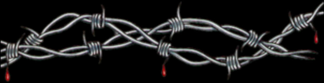 Barbed Wirewith Blood Drops PNG with transparent background