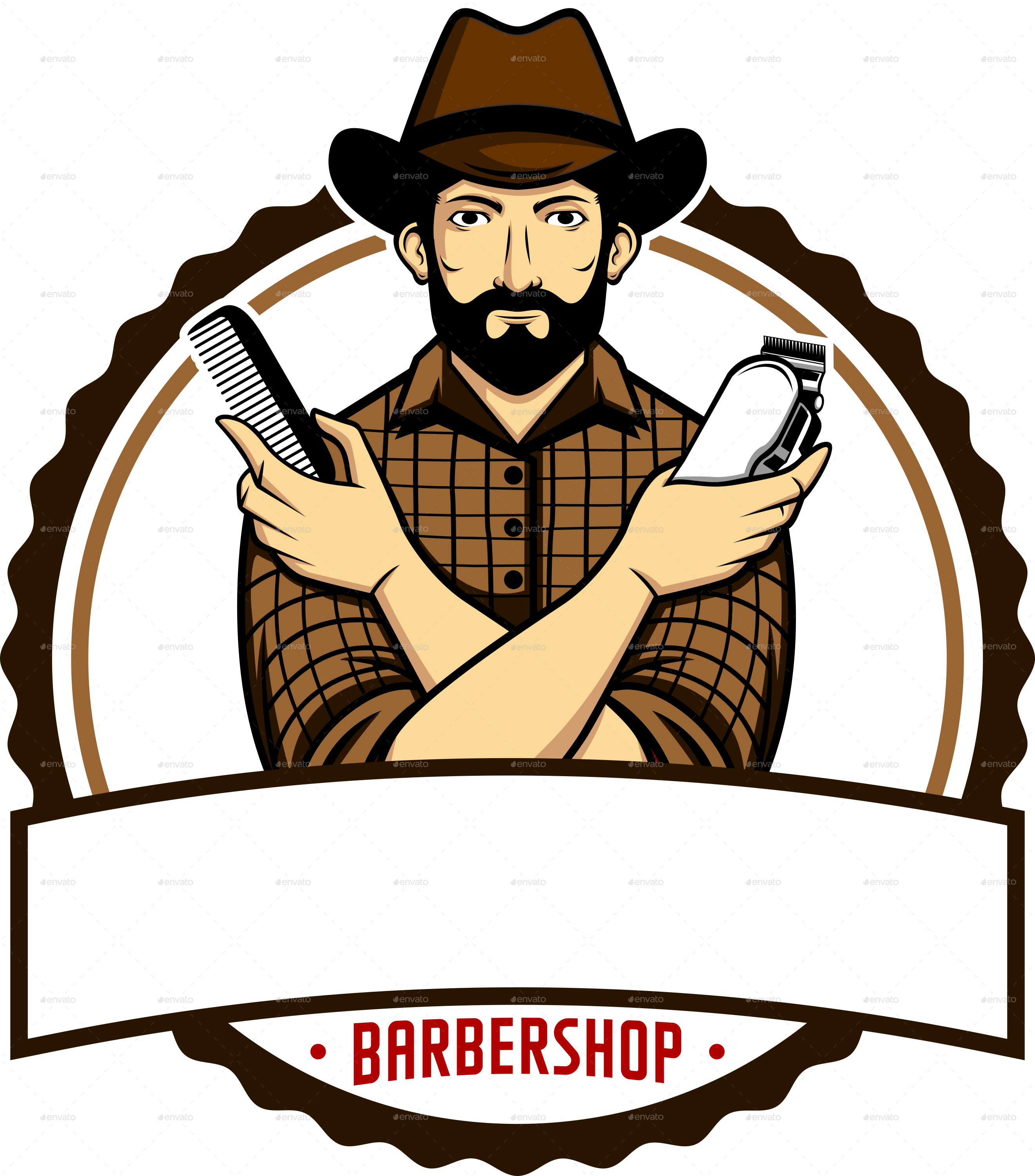 Barbershop Logo Cowboywith Tools