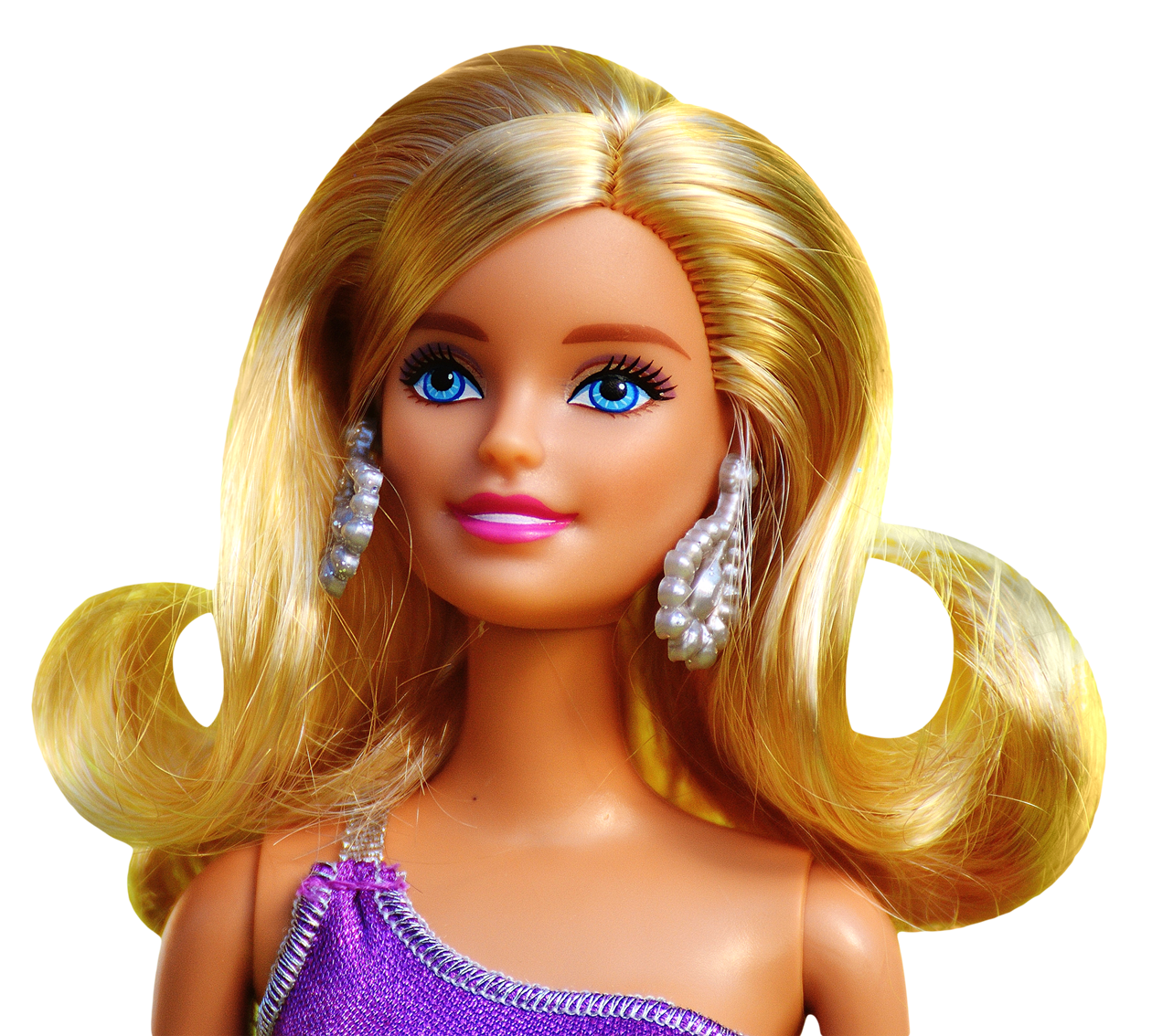 Barbie Doll Portraitwith Pearl Earrings PNG with transparent background