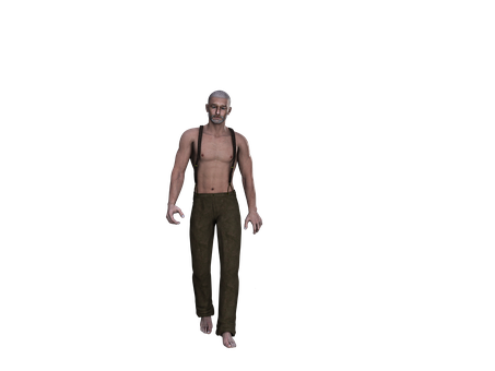 Bare Chested Elderly Man3 D Model