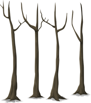 Bare Trees Silhouette PNG with transparent background