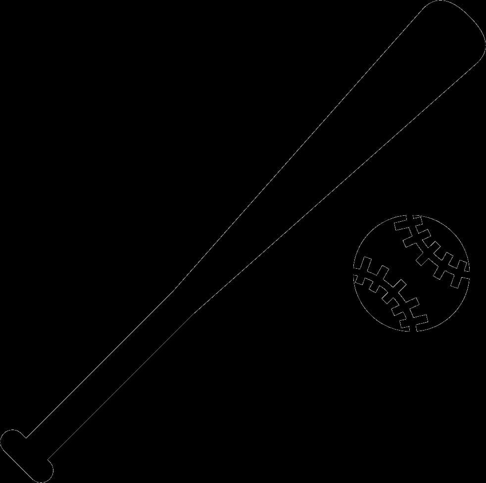 Baseball Batand Ball Outline PNG image with a transparent background, free high-resolution download