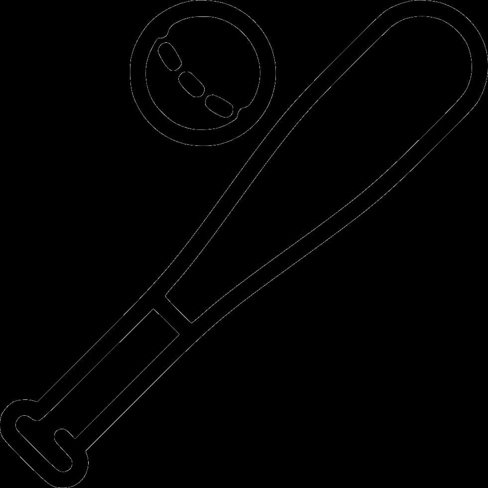 Baseball Batand Ball Outline PNG image with a transparent background, free high-resolution download