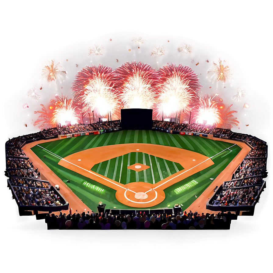 Baseball Diamond With Fireworks Png 06132024