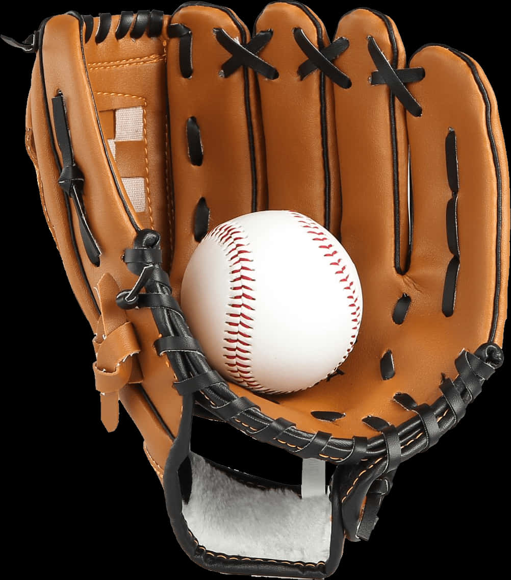 Baseball Gloveand Ball PNG with transparent background