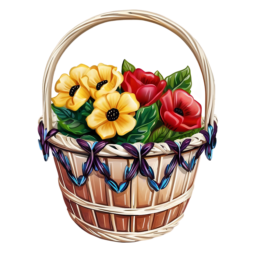 Basket Of Flowers Png Kxd