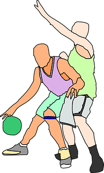 Basketball Dribble Defense Illustration PNG with transparent background