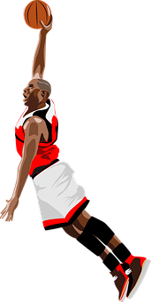 Basketball Dunk Illustration PNG with transparent background