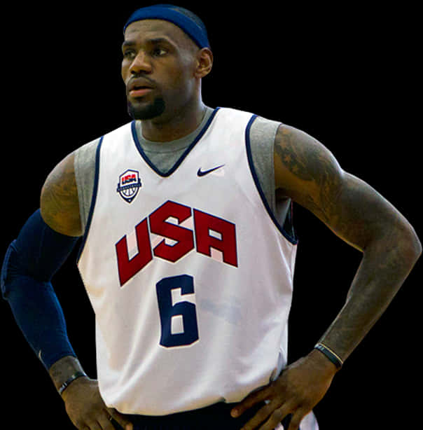 Basketball_ Player_ U S A_ Jersey_ Number_6 PNG with transparent background