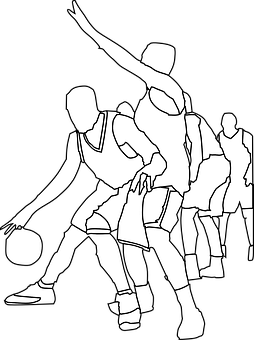Basketball Players Silhouette Action PNG with transparent background