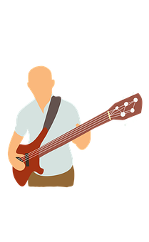 Bass Guitarist Vector Illustration PNG with transparent background