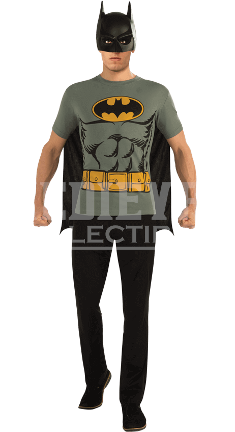 Adult Batman Grey Cape T-shirt With Mask - Batman Costume Adult Shirt, HD Png Download PNG image with a transparent background, free high-resolution download