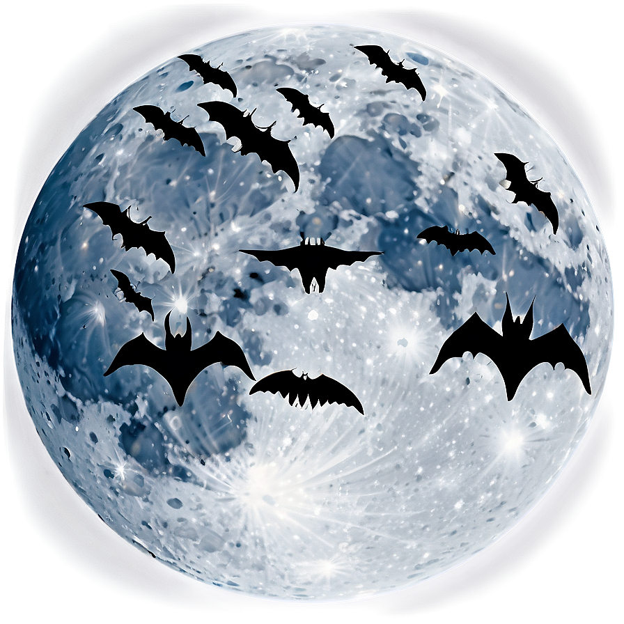 Bats Silhouette Against Full Moon Png 26