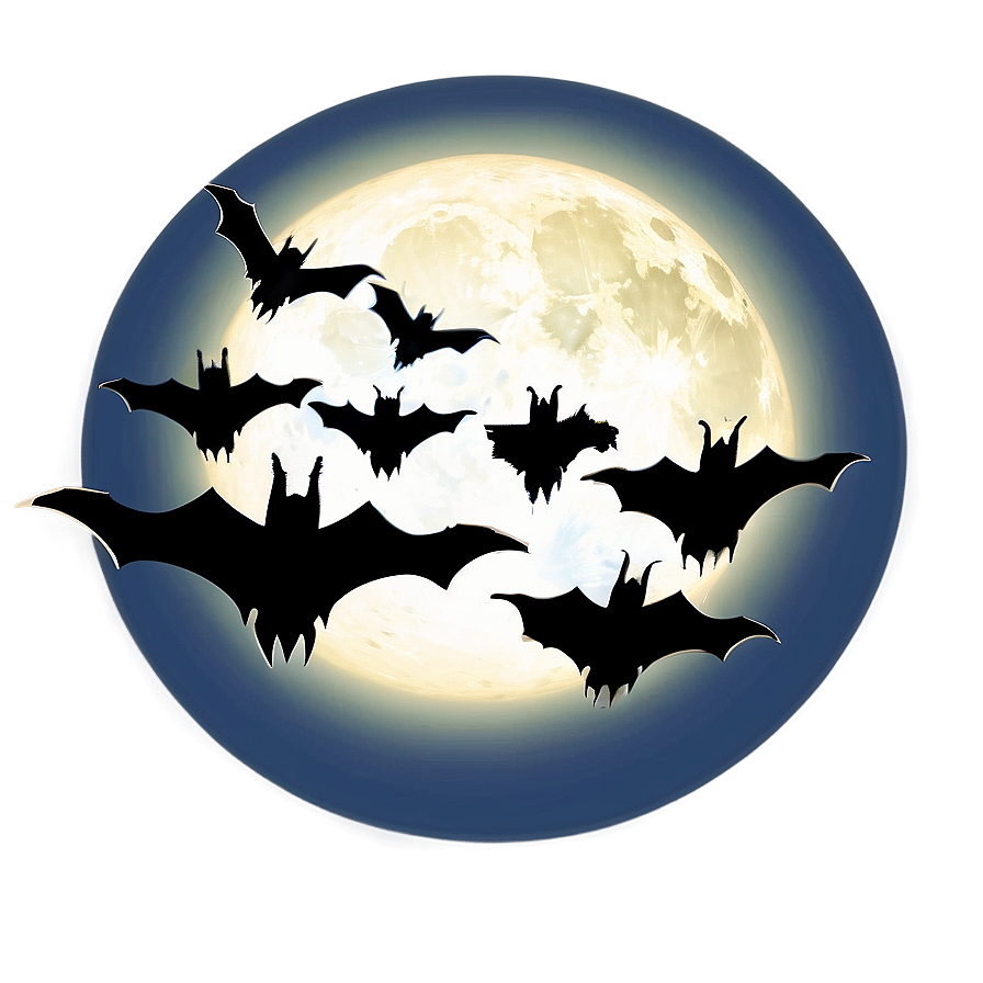 Bats Silhouette Against Full Moon Png 68