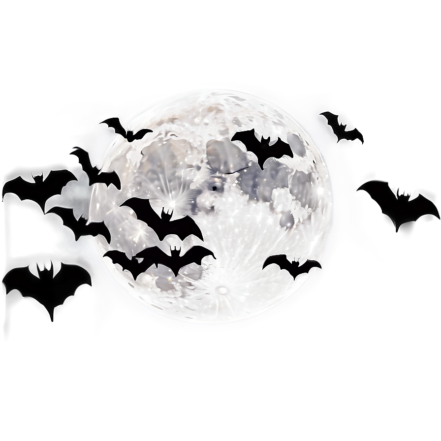 Bats Silhouette Against Full Moon Png Jpm