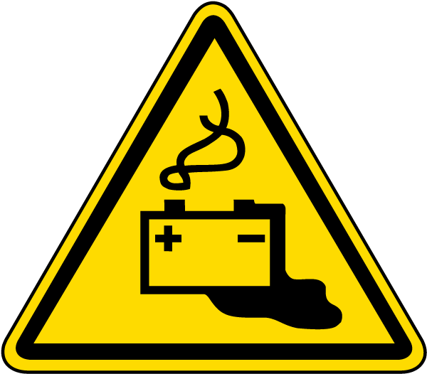 Battery Hazard Sign PNG with transparent background