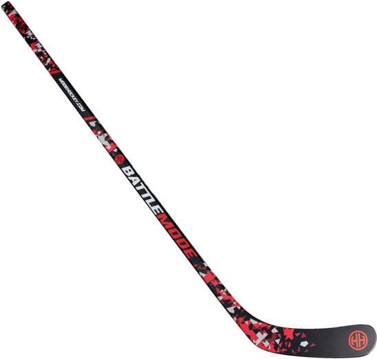 Battle Mode Hockey Stick Red Black Design PNG with transparent background