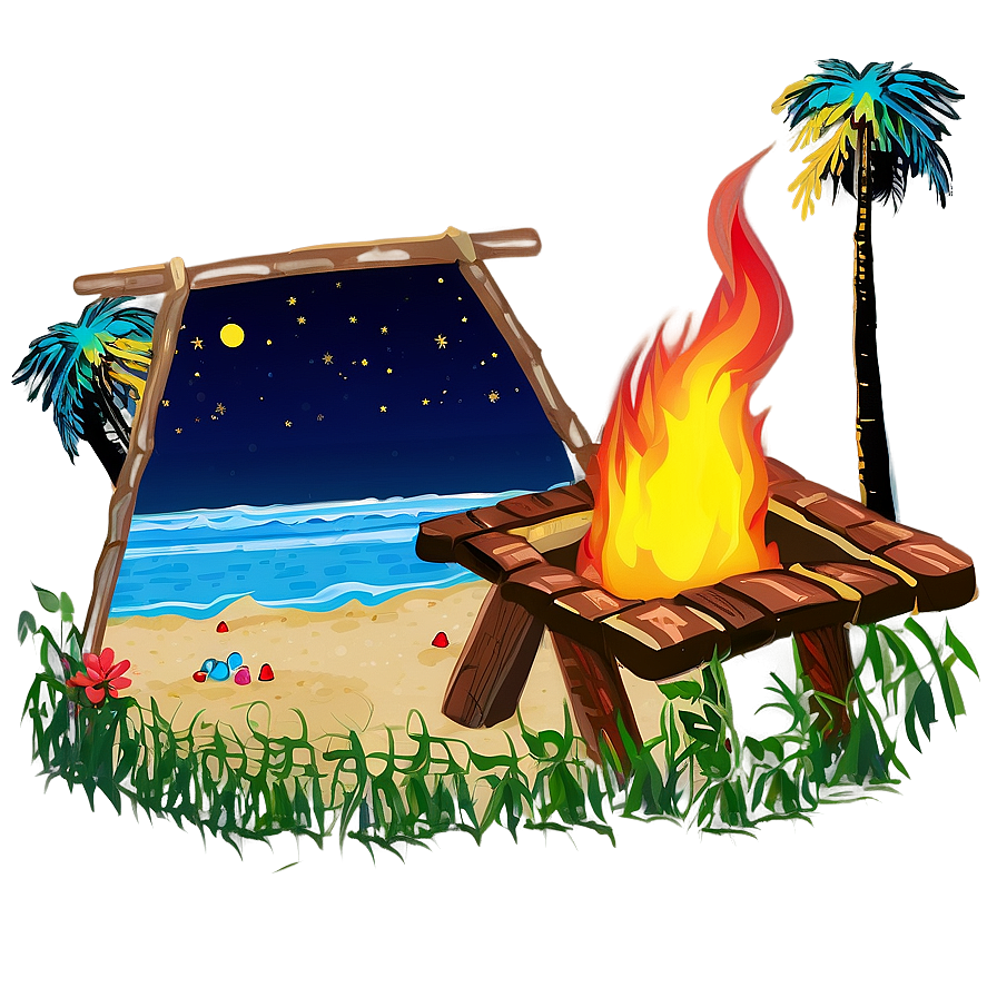 Beach Bonfire Night Png Umy