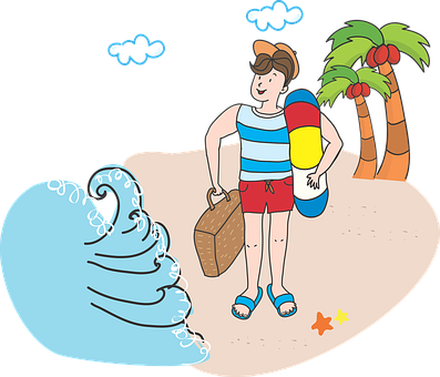 Beach Ready Cartoon Character PNG with transparent background