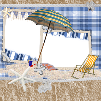 Beach Scrapbook Frame PNG with transparent background