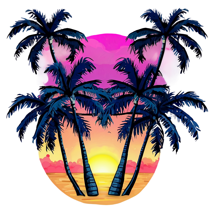 Beach Sunset Palm Trees Png Fjh