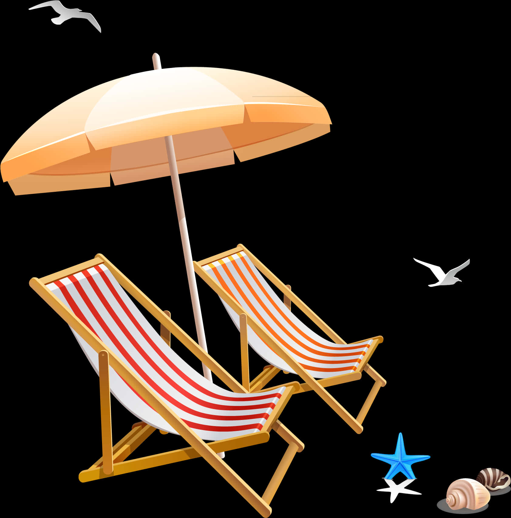 Beach Umbrellaand Deck Chairs