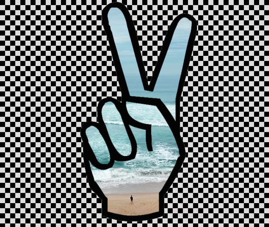 Beach View Peace Sign PNG image with a transparent background, free high-resolution download