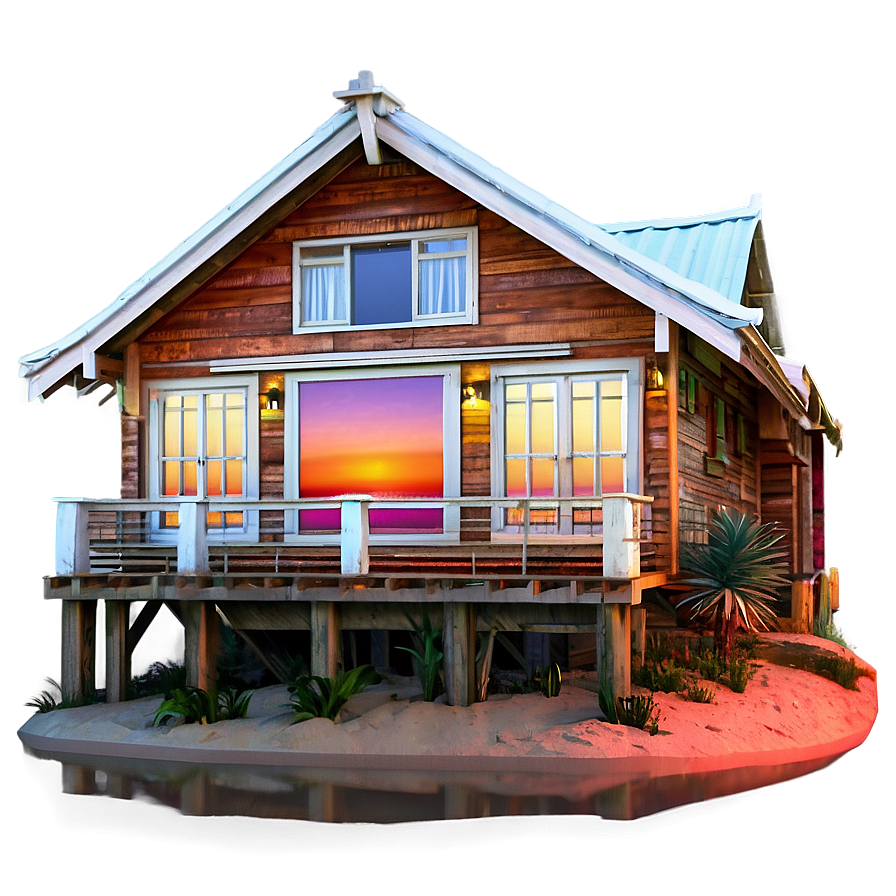 Beachfront Cottage Sunset Png Wnq