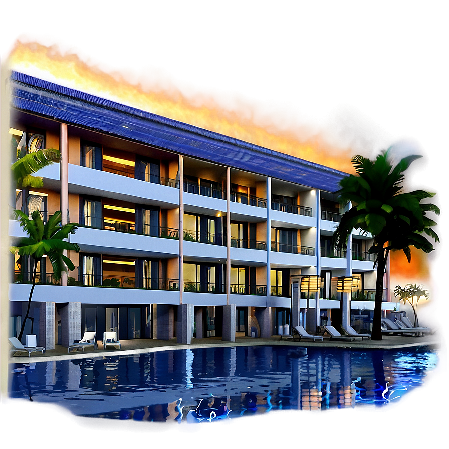 Beachfront Hotel Paradise PNG har PNG with transparent background