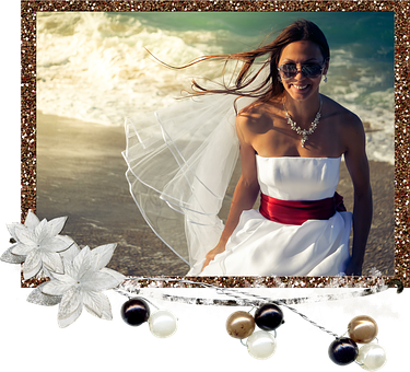 Beachside Bridein Whiteand Red Dress PNG image with a transparent background, free high-resolution download